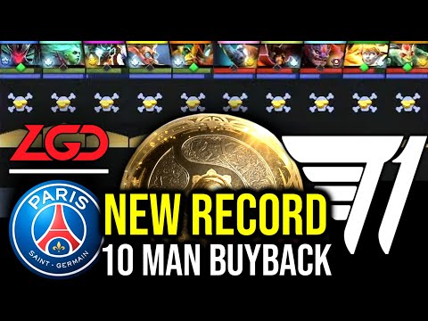 NEW RECORD 10 MAN BUYBACK FIGHT — PSG.LGD VS T1 on TI10