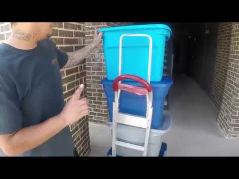 Part of a video titled Best dolly to carry boxes upstairs | Rescue Moving Services - YouTube