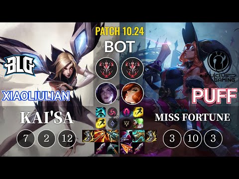 BLG xiaoliulian Kai'Sa vs IG Puff Miss Fortune Bot - KR Patch 10.24