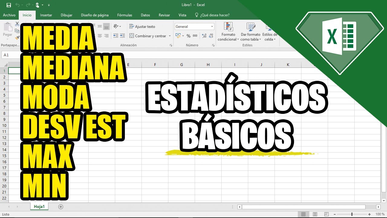 MEDIDAS DE TENDENCIA CENTRAL EN EXCEL MEDIA MEDIANA DESVIACION ESTANDAR MAXIMOS Y MINIMOS
