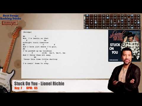 🎸 Stuck On You - Lionel Richie Main Guitar Backing Track with chords and lyrics