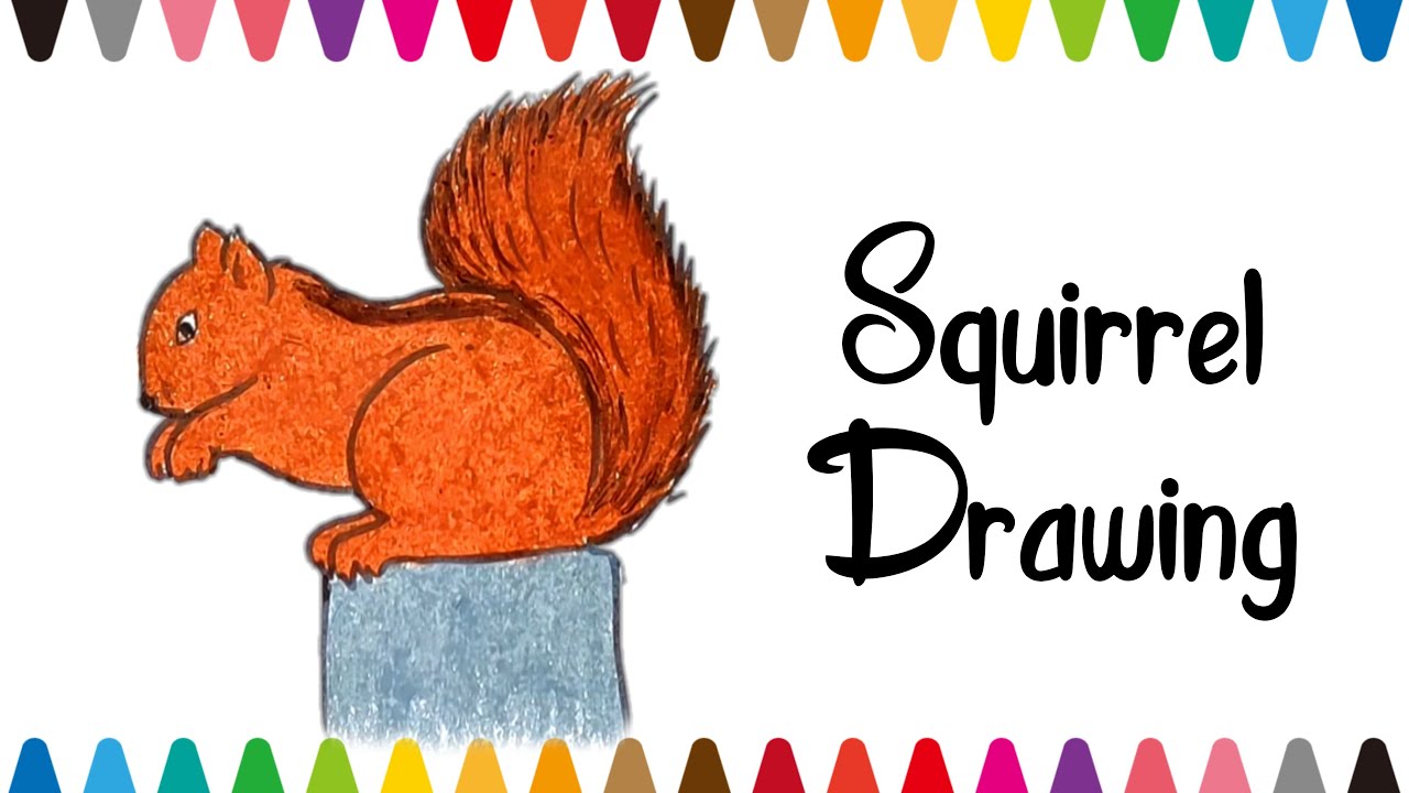How to Draw a SQUIRREL| Simple Easy drawing for children| Crayons Drawing for kids | Coloring