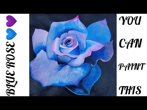 Rose painting/Blue Rose painting/Acrylic painting/Acrylic Rose painting#youtube#rose#tutorial #diy
