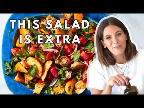 Summeriest Fattoush Salad with Tomatoes & Peaches | Summer Salad Recipe | Eden Eats
