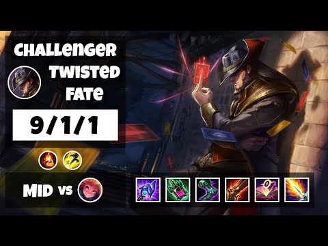 Twisted Fate vs Zoe 11.18 Mid Lane Challenger Gameplay S11 (9/1/1) - KOREAN