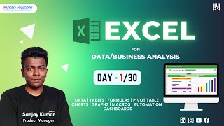 Excel Master Class - Day  1/30 - Sanjay Kumar