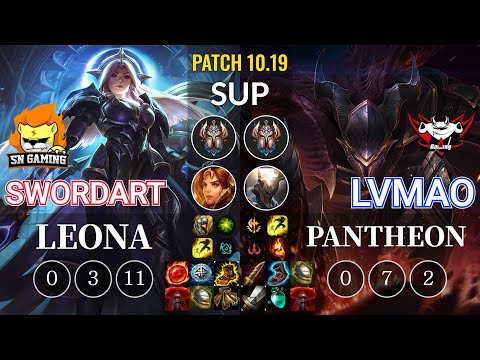 SN SwordArt Leona vs JDG LvMao Pantheon Sup - KR Patch 10.19