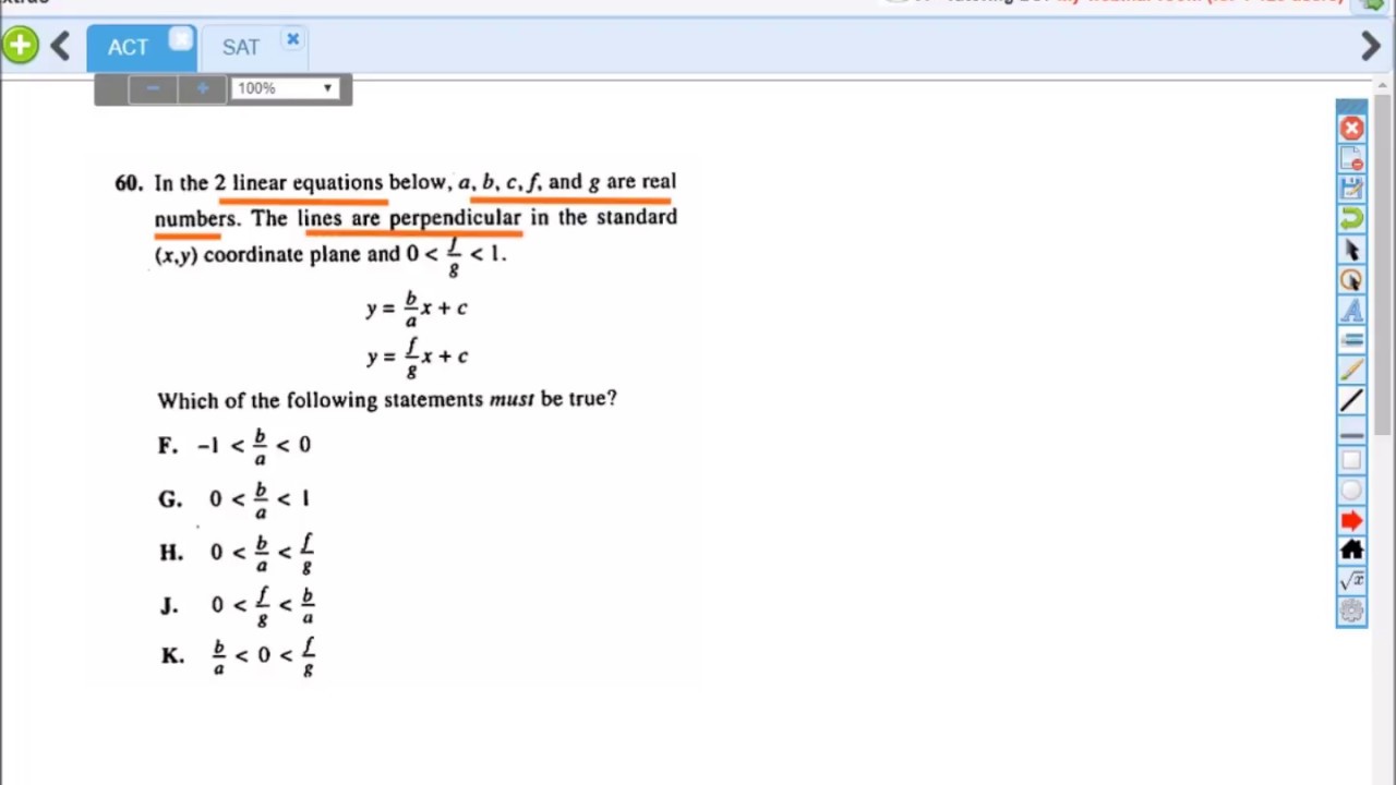 ACT Practice Exam Question - Linear Equations