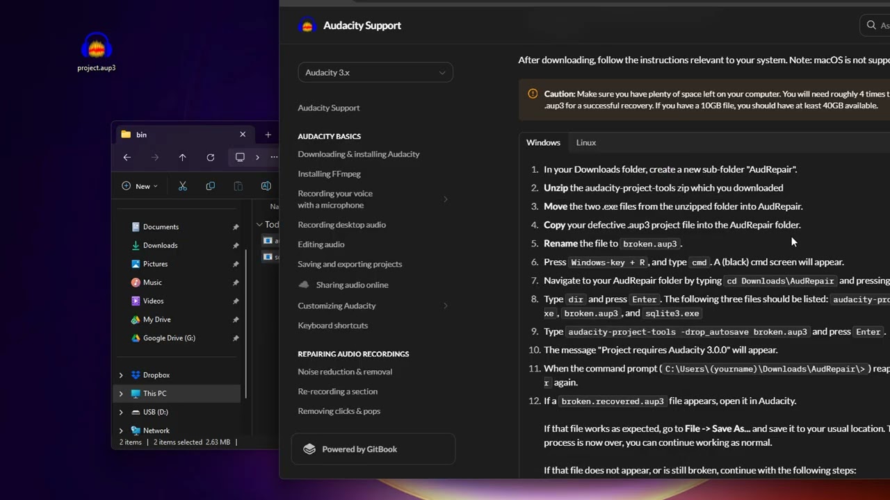 How to Recover Corrupt Projects Using Audacity's Project Tools (Failed to Read File, Error Codes)