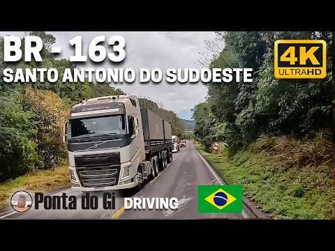 BR 163 Viaje al SUR de Brasil: Recorriendo Santo Antônio do Sudoeste #driving TOUR PARANA 4K