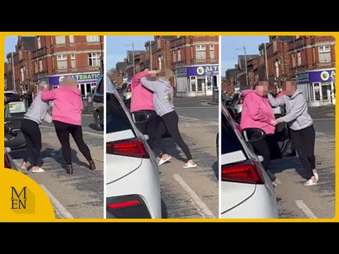 Fight breaks out between two women in traffic light queue