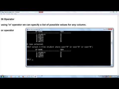 Oracle in Hindi By Pankaj Panjwani 14 | IN Operator