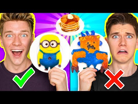 PANCAKE ART CHALLENGE!!! Learn How To Make Minions Spiderman & Fidget Spinner out of DIY Pancake! Video