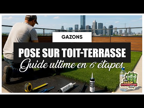 Pose de gazon synthetique sur toiture légère et toit terrasse