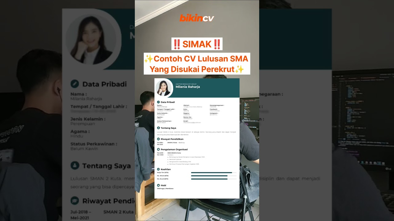 CV ini pas banget buat kalian lulusan SMA #bikincvdotcom #bikincvmenarik #bikinlamaran #templatecv