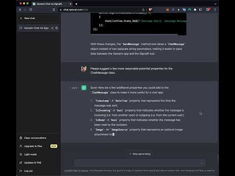 Asking ChatGPT to write a simple Xamarin chat app with SignalR