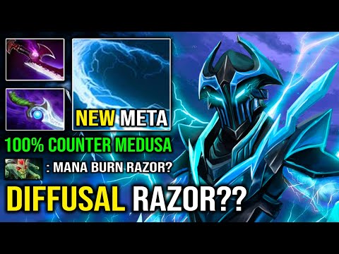 WTF Mana Burn Razor 100% Counter Medusa with Brutal Diffusal Super OP Carry EPIC Dota 2