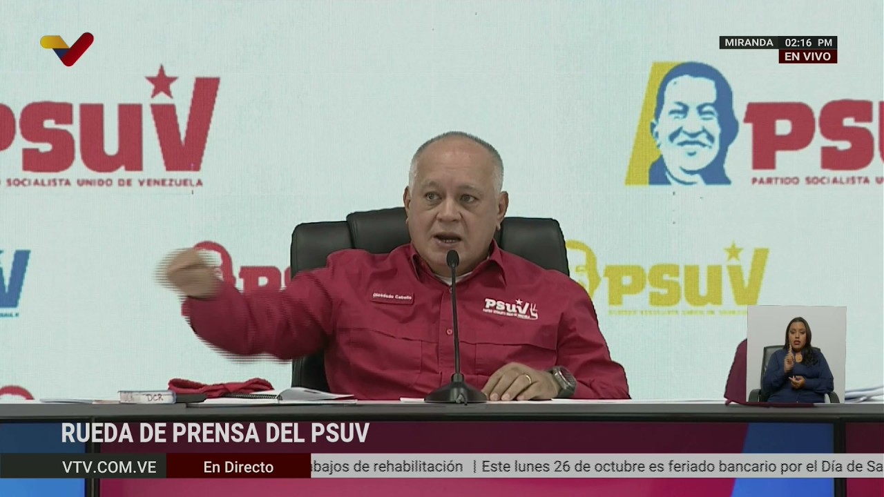 Diosdado Cabello en rueda de prensa del PSUV, 26 octubre 2026