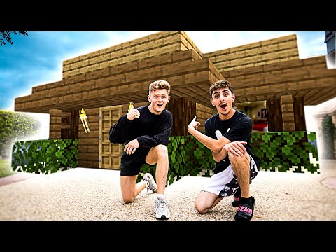 We Spent 24 Hours in a REAL LIFE Minecraft House!
