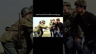 World War 2 historic photo: American and Soviet soldiers meeting