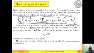 Balance of angular momentum