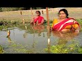 Fishing Video Two Womens Amazing Hook Fishing On River Village Women Fishing Indian
