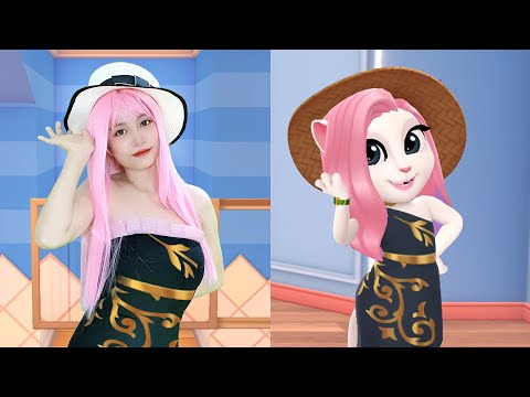 Cosplay Girl Imitating Angela's Outfit So Cool - My Talking Angela Real Life Part 71