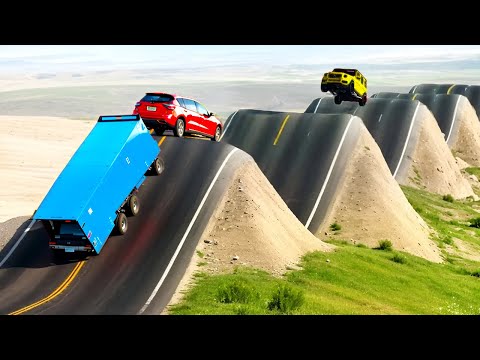 Cars vs Switchback Road x Ledge x Speed Bumps x Giant Pit ▶️ BeamNG Drive (LONG VIDEO)