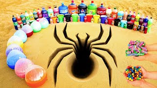 Download Lagu Elephant Toothpaste Eruption from Spider hole with Big Pepsi, Fanta, 7up, Monster, Cola and Mentos Thumbnail