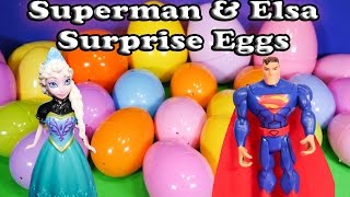 HUGE SURPRISE EGGS Disney Frozen Elsa + Superman Funny Birthday  Surprise Egg Toys Video