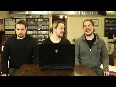 Arins Hansons watching Arin Hansons doing an ad