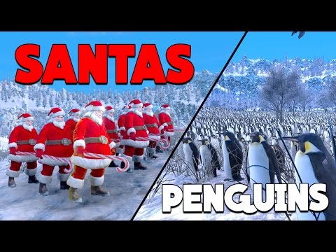 SUPER SANTAS VS A HORDE OF PENGUINS  | Ultimate Epic Battle Simulator Gameplay (UEBS New Update)