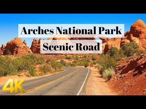 Scenic Drive. Arches National Park Road, Utah, USA in 4K Ultra HD