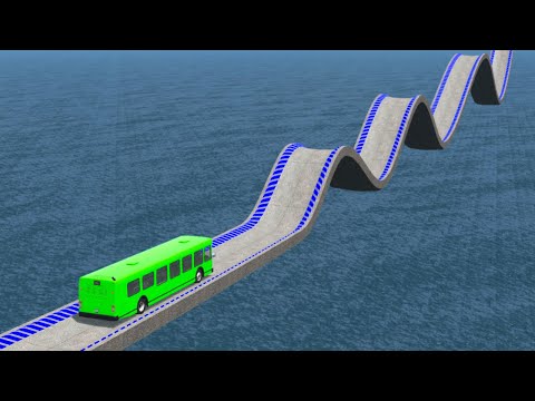 Impossible Growing Wave Bridge Crossing Cars Vs Deep Water - BeamNG.Drive