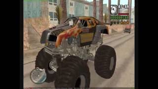 CJ likes to destroy San Andreas with a giant monster truck