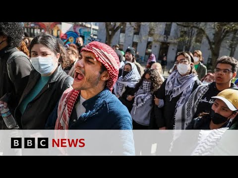 Gaza protests continue at US universities as hundreds arrested | BBC News