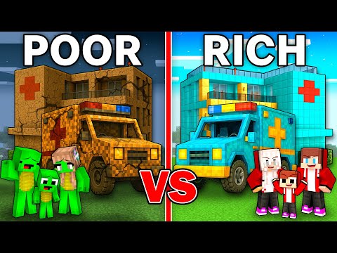 Mikey POOR vs JJ RICH Family HOSPITAL Survival Battle in Minecraft (Maizen)