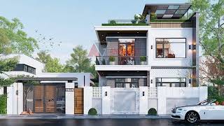 Cách tính chi phí xây nhà 2 tầng 1 tum mái bằng hiện đại đẹp