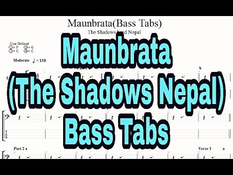 Maunbrata -The Shadows 'Nepal' (Bass Tabs) Nepali bass guitar lesson by Joel magar