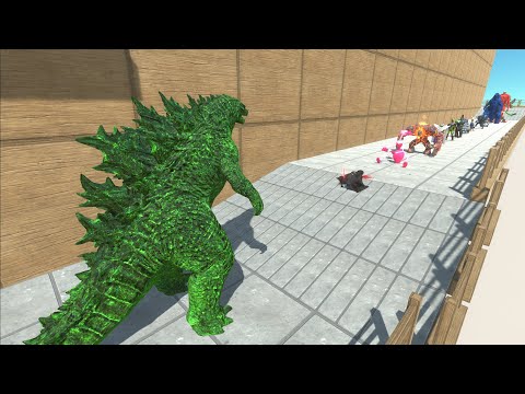 GODZILLA GREEN VS GHIDORAH DEATH RUN - Animal Revolt Battle Simulator