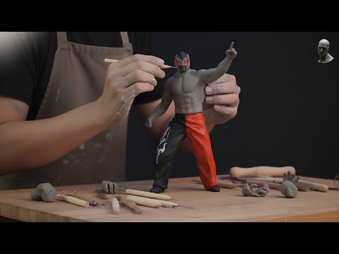 Sculpting REY-MYSTERIO -619 | WWE Clay Sculpture Timelapse #satisfyingart 