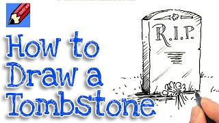 Learn how to draw a tombstone real easy | Step by Step with Easy - Spoken Instructions