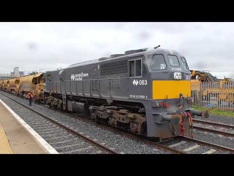 Irish Rail 071 Class Loco 083 + HOBs Ballast Wagons - Kildare (23/8/18)