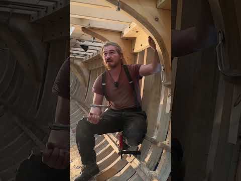 Check out Morgan installing the hanging knees into North Star #shipwright #boatbuilding #boat