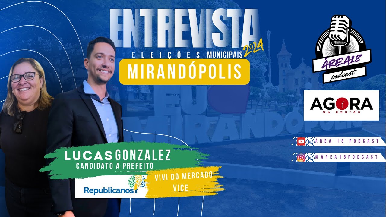 ELEIÇÕES 2024 - ÁREA 18 PODCAST E AGORA NA REGIÃO - CANDIDATOS LUCAS E VIVI - MIRANDÓPOLIS SP - #8