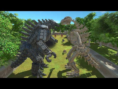 MECHAGODZILLA 2021 VS GODZILLA SKELETON DEATH RUN - Animal Revolt Battle Simulator