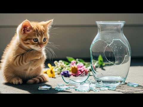„Vaza a căzut… Dar s-a întâmplat ceva frumos 🌸🐱”