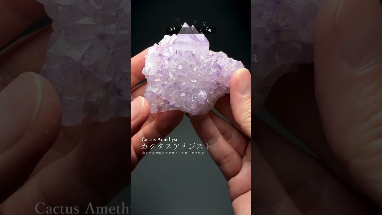 [高品質]南アフリカ産カクタスアメジストクラスター（原石526g）-slide-youtube