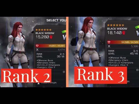 Black Widow 6 ⭐ Rank 2 and Rank 3 Damage Comparison