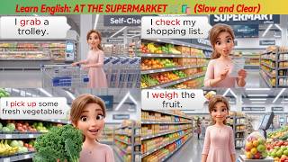 Practice English at Home: AT THE SUPERMARKET 🛒 (Slow and Clear for Beginners)